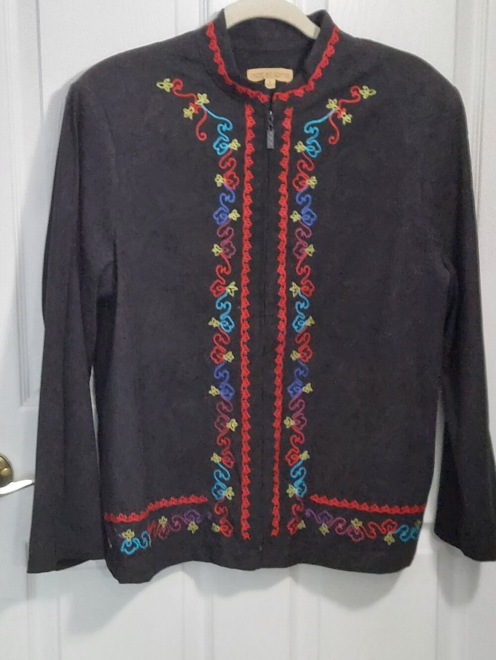Black Jacket With Colorful Embroidery